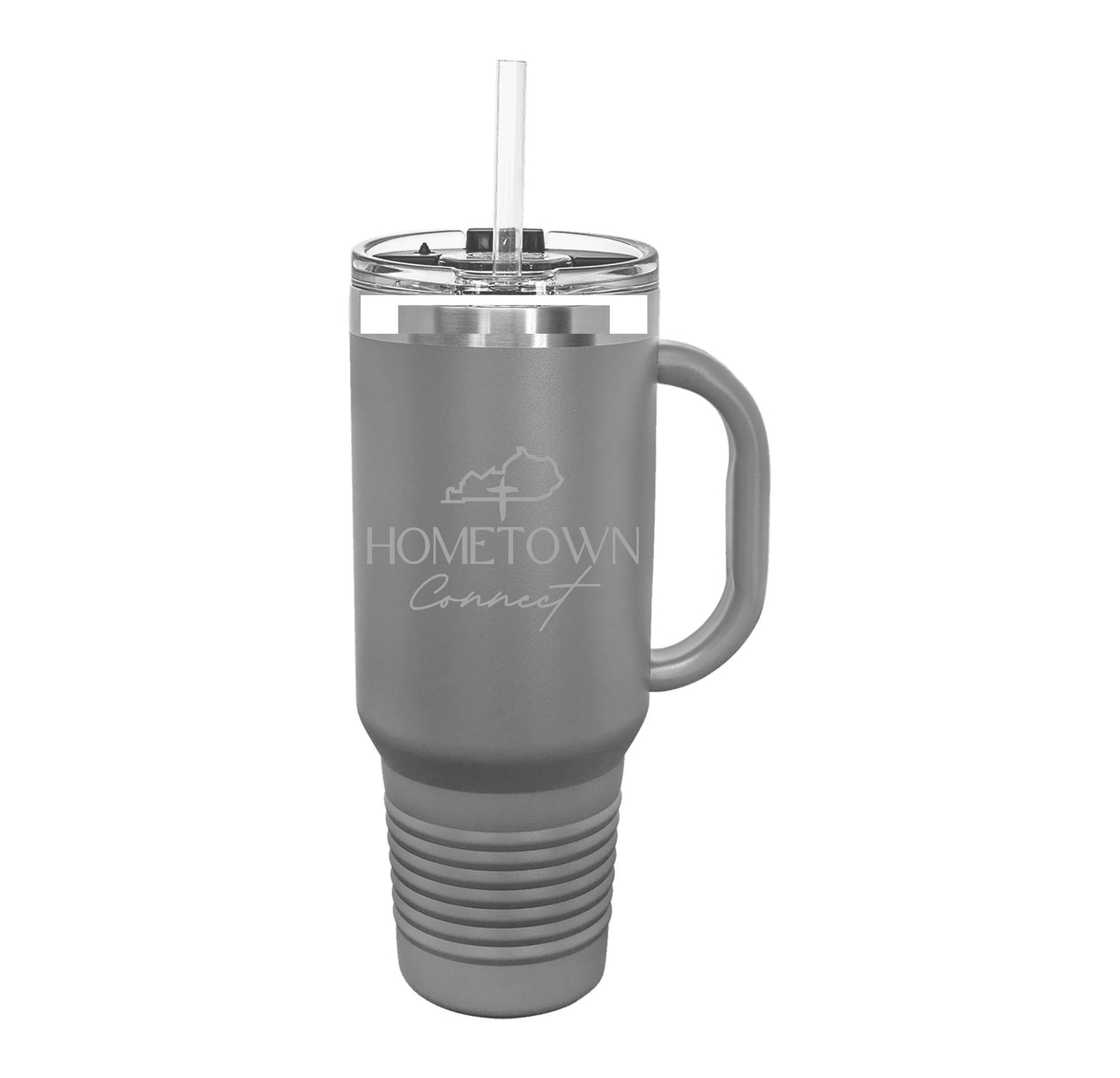 Hometown Connect 40oz Travel Mug with Handle (straw included)